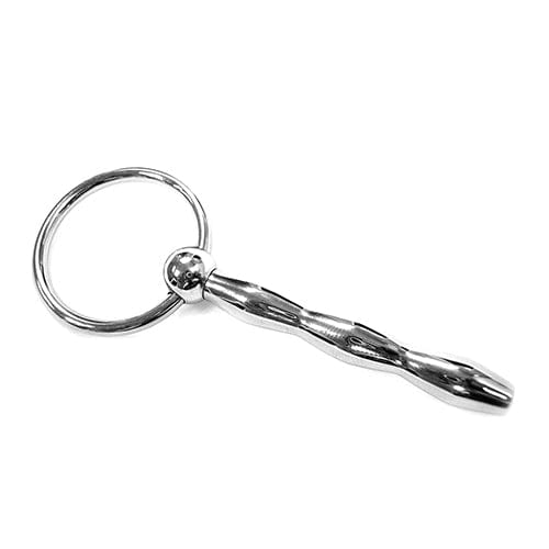 Rouge - Stainless Steel Ribbed Urethral Sound Plug with Ring (Silver) BDSM (Others) 625985131 CherryAffairs