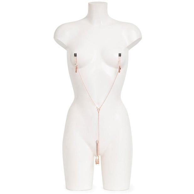 Fifty Shades Freed - All Sensation Nipple & Clitoral Chain (Gold) Nipple Clamps (Non Vibration) - CherryAffairs Singapore