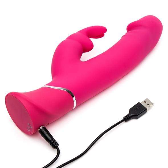 Love Honey - Happy Rabbit Realistic Dual Density Rabbit Vibrator (Pink) Rabbit Dildo (Vibration) Rechargeable 293480909 CherryAffairs