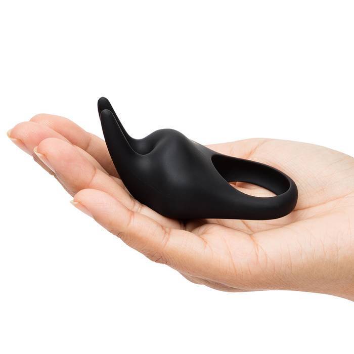 Fifty Shades of Grey - Sensation Rechargeable Vibrating Rabbit Love Ring (Black) Silicone Cock Ring (Vibration) Rechargeable 5060897572665 CherryAffairs