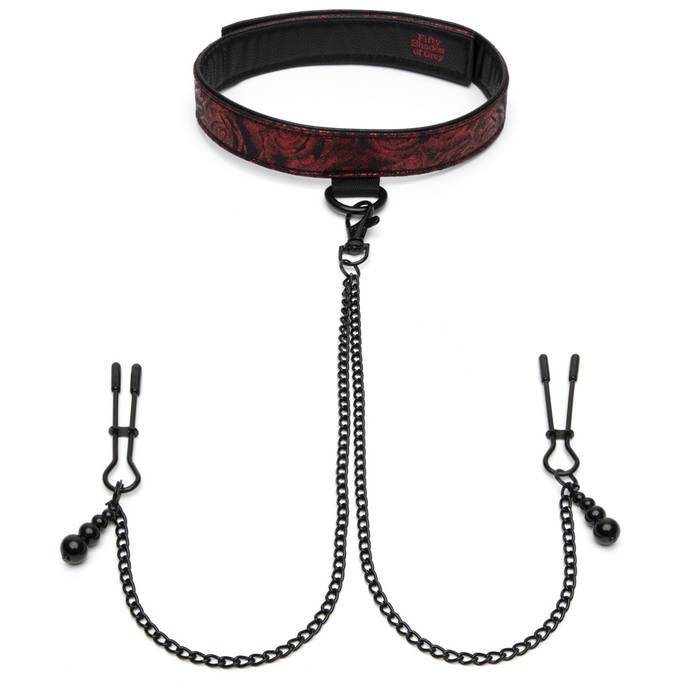 Fifty Shades of Grey - Sweet Anticipation Collar Nipple Clamps BDSM (Red) Nipple Clamps (Non Vibration) 535799765 CherryAffairs