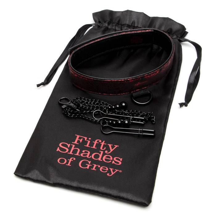 Fifty Shades of Grey - Sweet Anticipation Collar Nipple Clamps BDSM (Red) Nipple Clamps (Non Vibration) 535799765 CherryAffairs