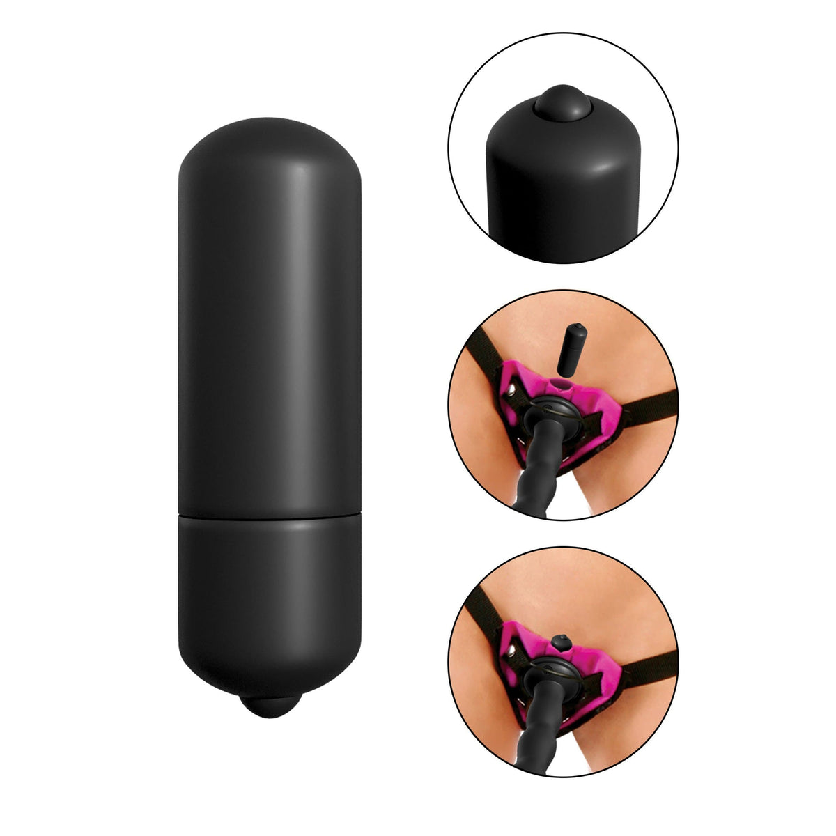 Pipedream - Fetish Fantasy Series Vibrating Strap On Set (Black) Strap On with Non hollow Dildo for Female (Vibration) Non Rechargeable 319758753 CherryAffairs