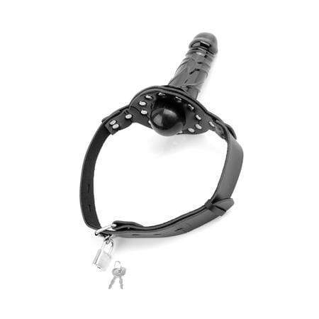 Pipedream - Fetish Fantasy Series Deluxe Ball Gag with Dildo (Black) Strap On with Dildo for Reverse Insertion (Non Vibration) 603912255003 CherryAffairs