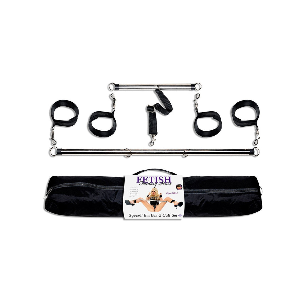 Pipedream - Fetish Fantasy Series Spread 'em Bar and Cuff Set (Silver) Bed Restraint - CherryAffairs Singapore