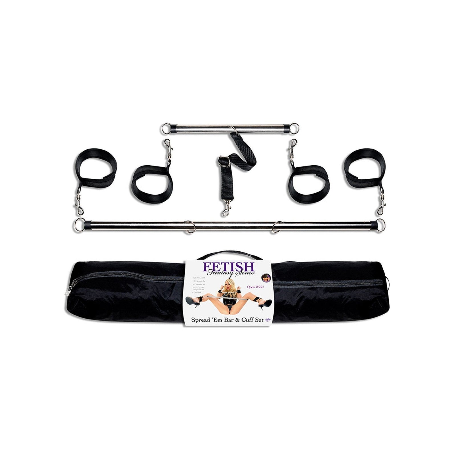 Pipedream - Fetish Fantasy Series Spread 'em Bar and Cuff Set (Silver) Bed Restraint - CherryAffairs Singapore