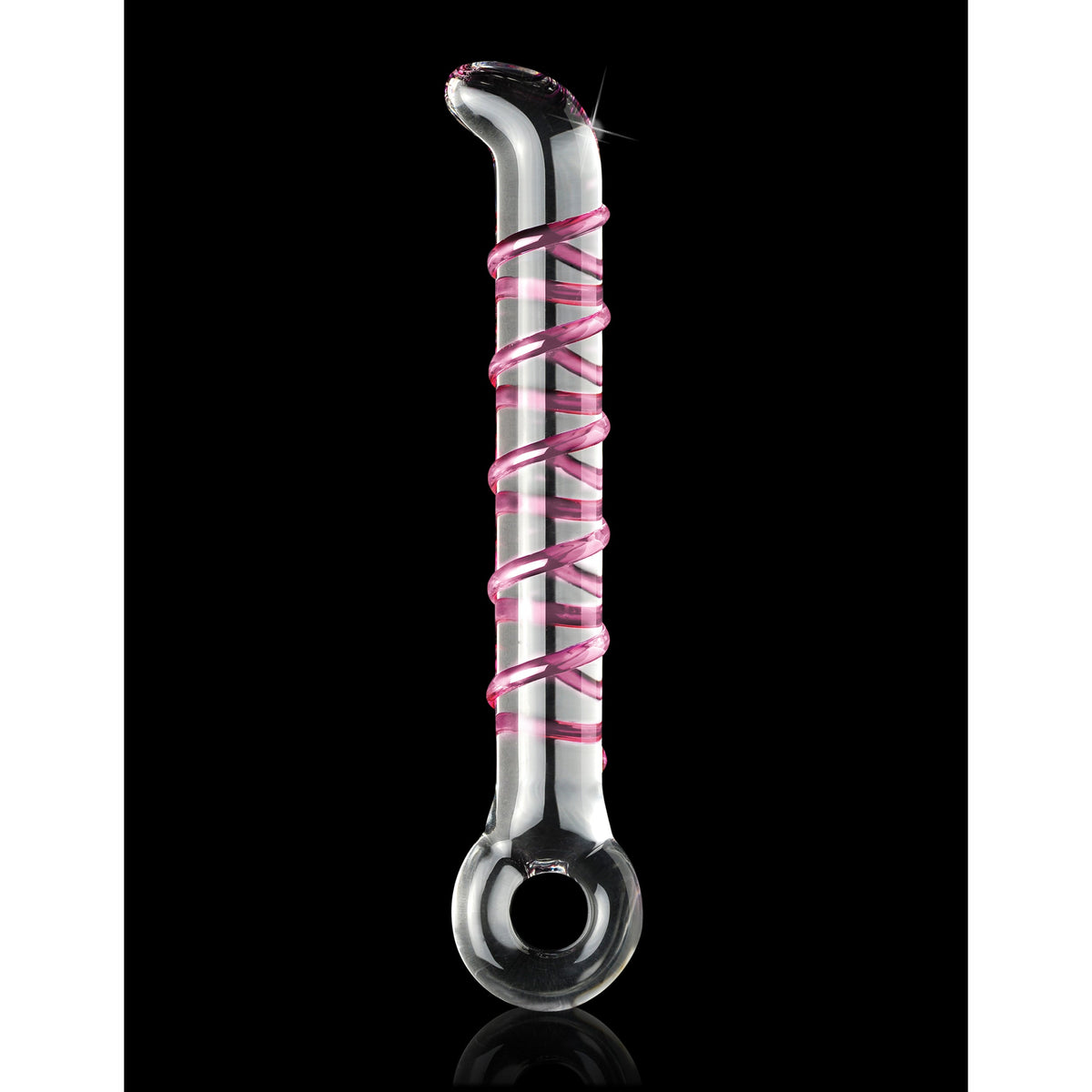 Pipedream - Icicles No. 4 Glass Vibrator 7’’ (Clear) - Red - Glass Dildo (Vibration) Non Rechargeable