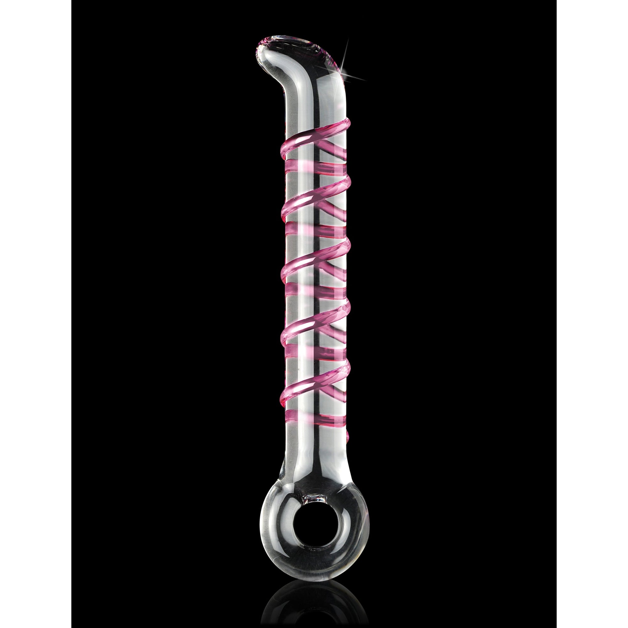 Pipedream - Icicles No. 4 Glass Vibrator 7’’ (Clear) - Red - Glass Dildo (Vibration) Non Rechargeable