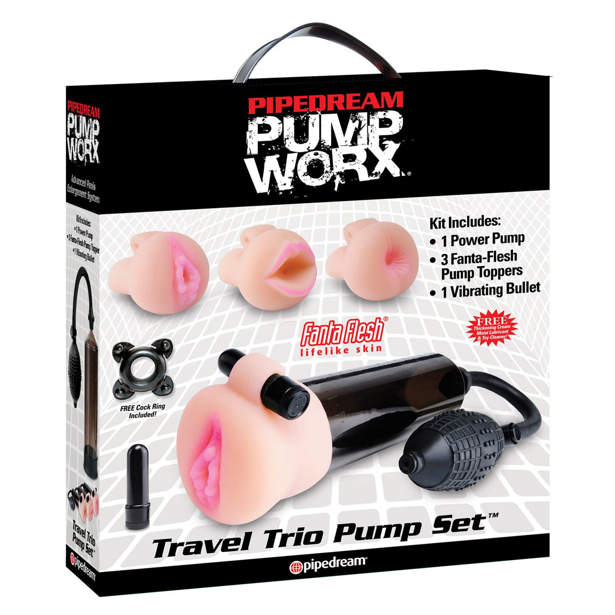Pipedream - Pump Worx Travel Trio Pump Set - Black - Penis Pump (Vibration) Non Rechargeable