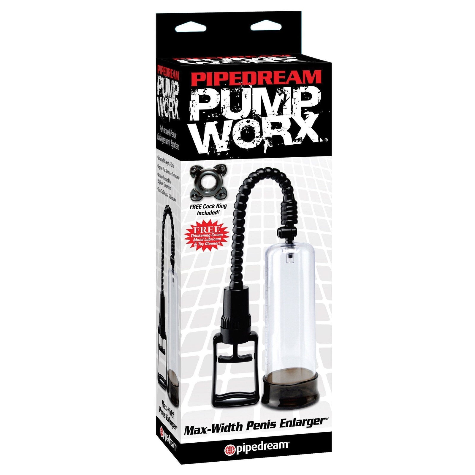Pipedream - Pump Worx Max-Width Penis Enlarger (Clear) Penis Pump (Non Vibration) - CherryAffairs Singapore