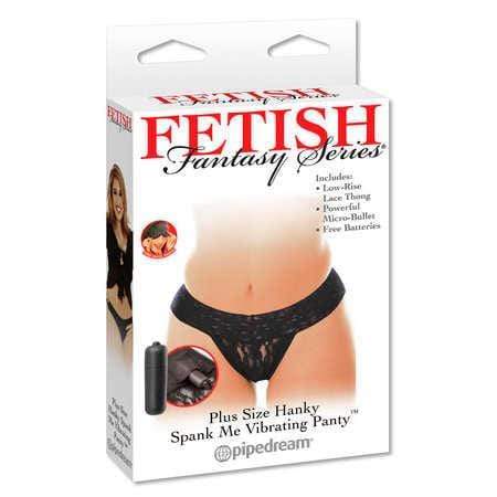 Pipedream - Fetish Fantasy Series Hanky Spank Me Plus Size Vibrating Panties (Black) Lingerie (Vibration) Non Rechargeable 4061504001012 CherryAffairs