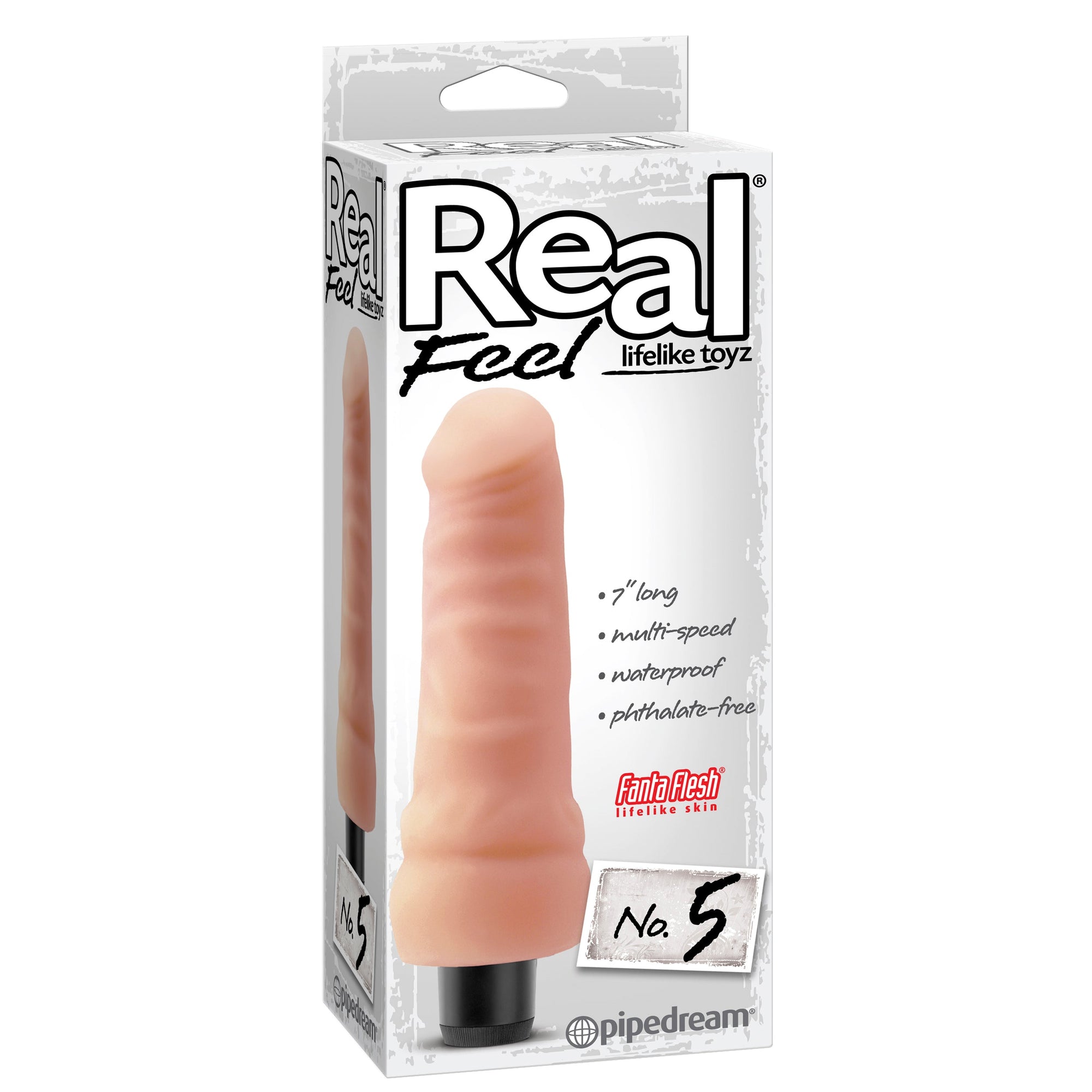 Pipedream - Real Feel No. 5 Vibrator 7.5’’ (Flesh) - Beige - Realistic Dildo w/o suction cup (Vibration) Non