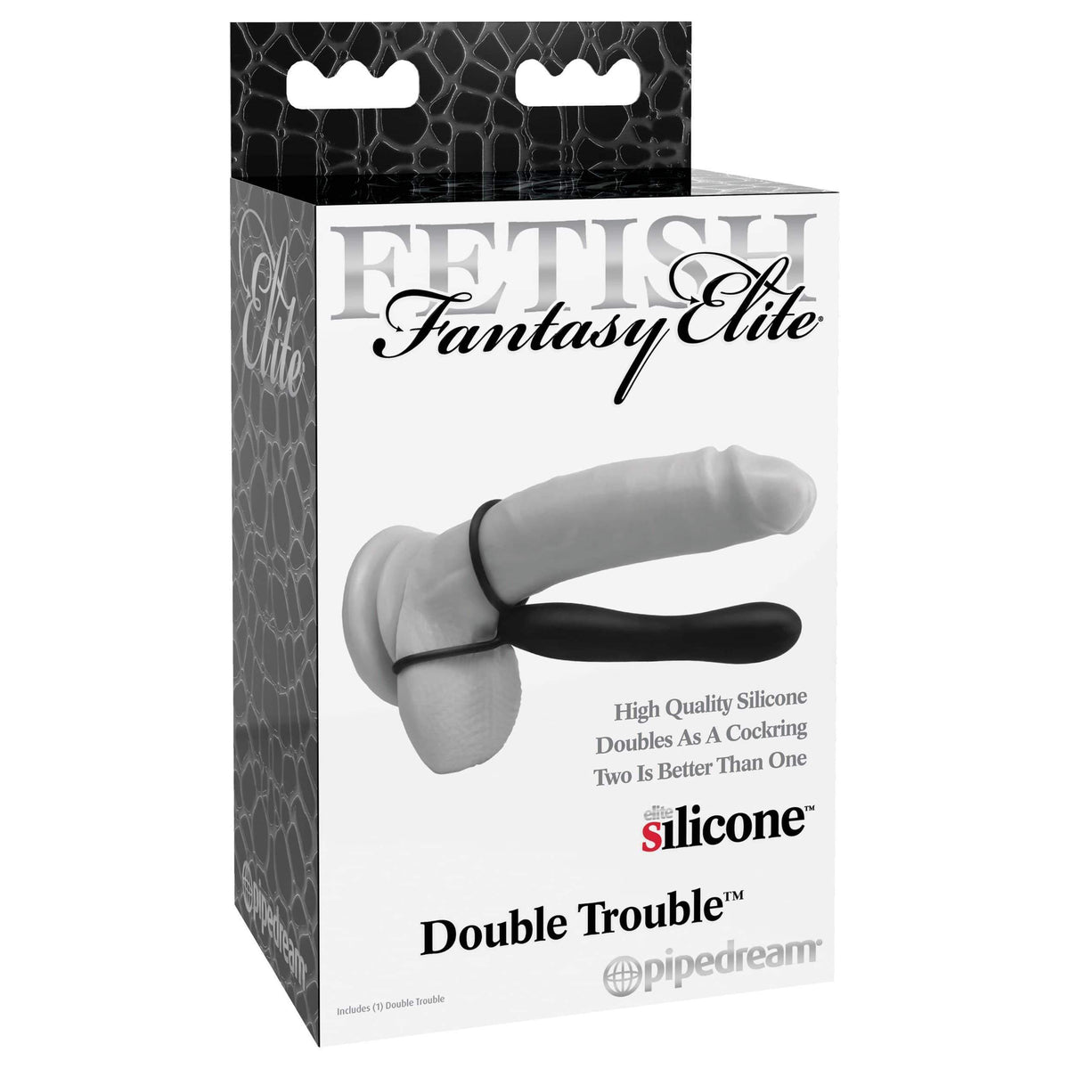 Pipedream - Fetish Fantasy Elite Double Trouble Cock Ring (Black) Cock Ring (Non Vibration) 603912303223 CherryAffairs