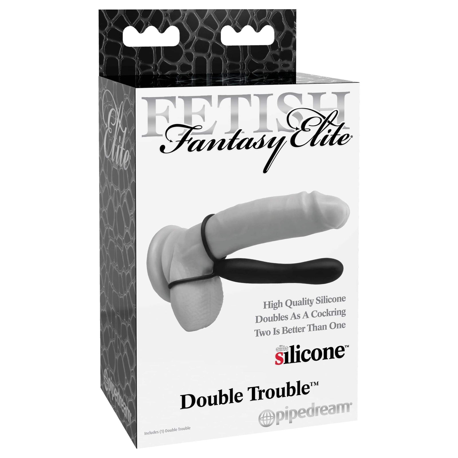 Pipedream - Fetish Fantasy Elite Double Trouble Cock Ring (Black) Cock Ring (Non Vibration) 603912303223 CherryAffairs