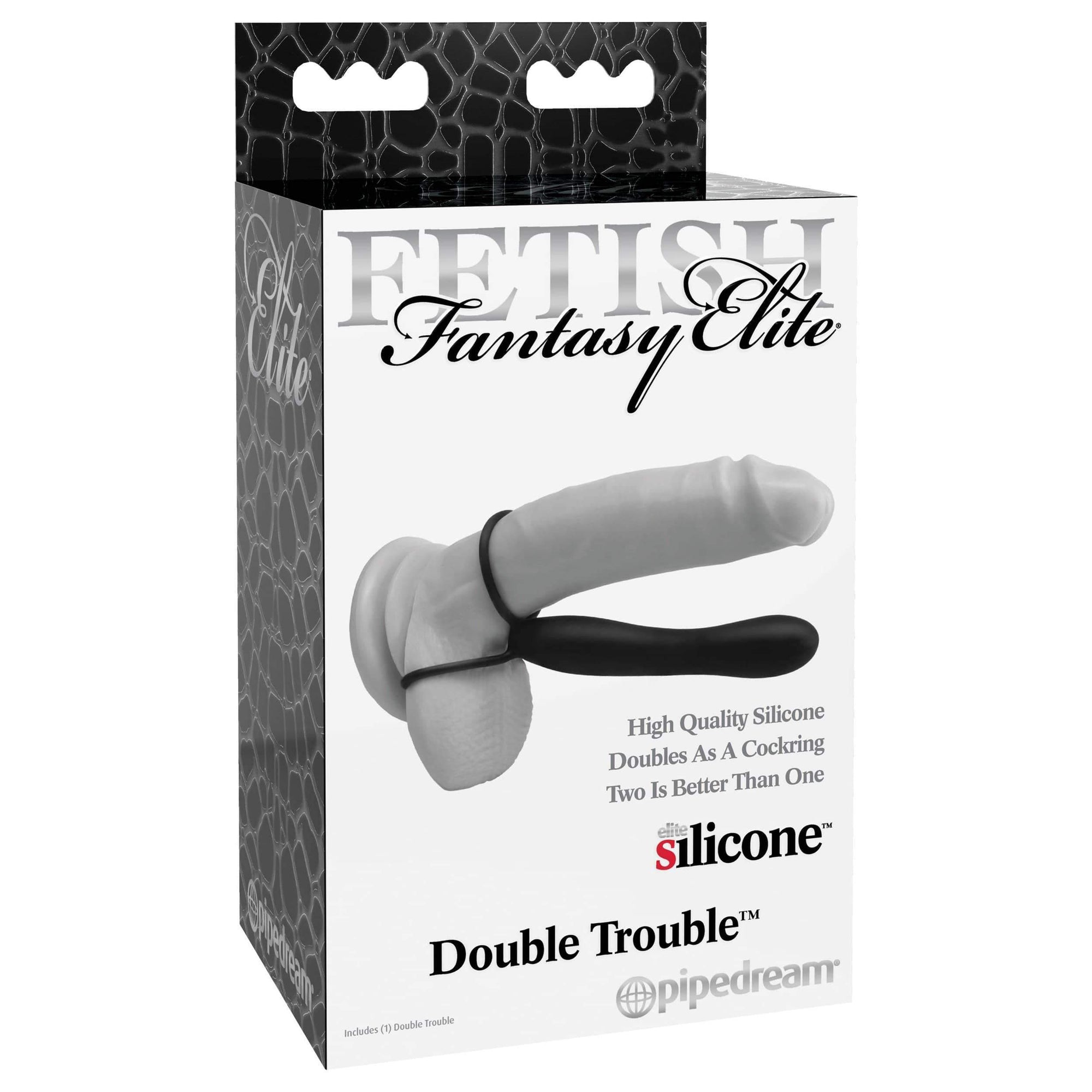 Pipedream - Fetish Fantasy Elite Double Trouble Cock Ring (Black) Cock Ring (Non Vibration) 603912303223 CherryAffairs