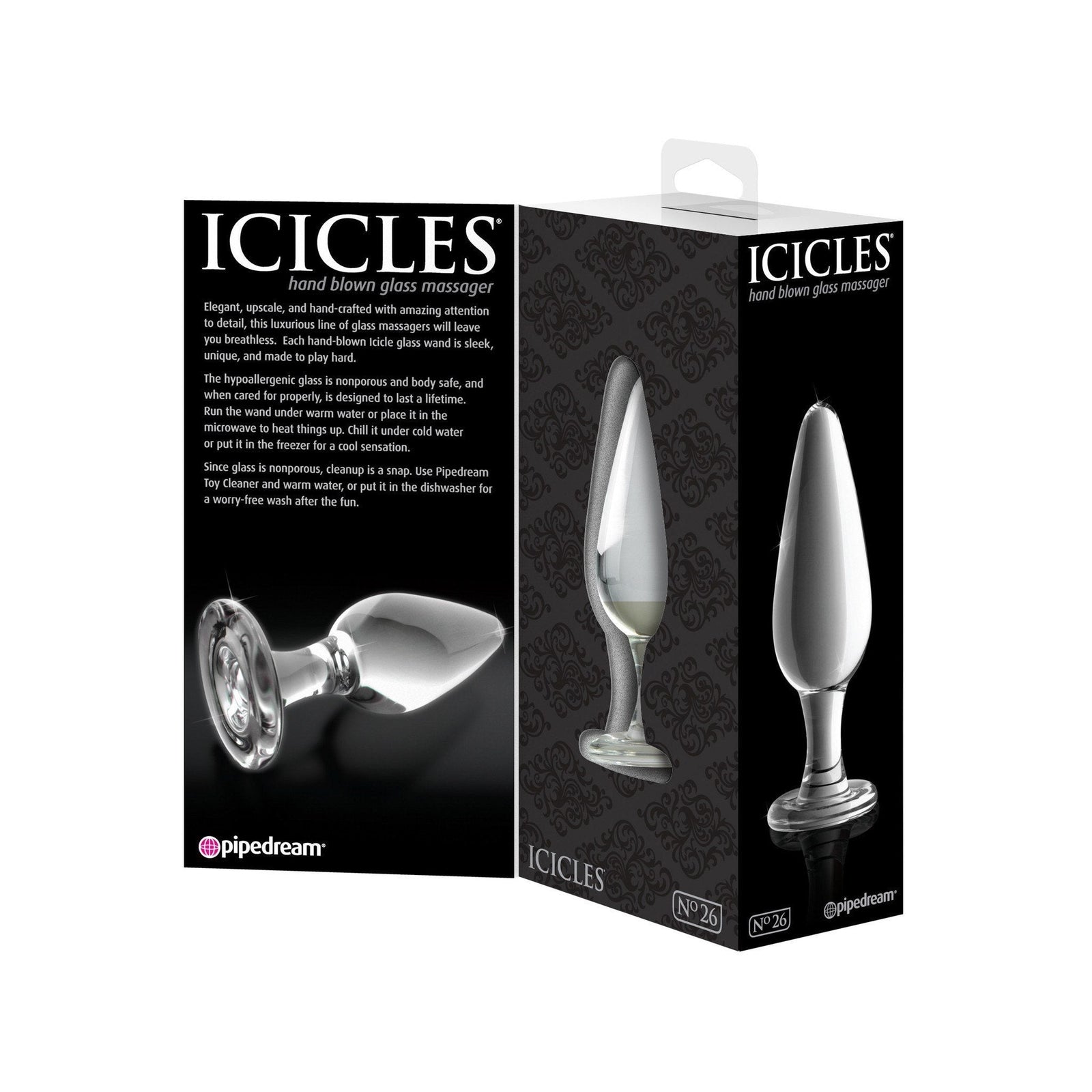 Pipedream - Icicles No. 26 (Clear) Glass Anal Plug (Non Vibration) - CherryAffairs Singapore