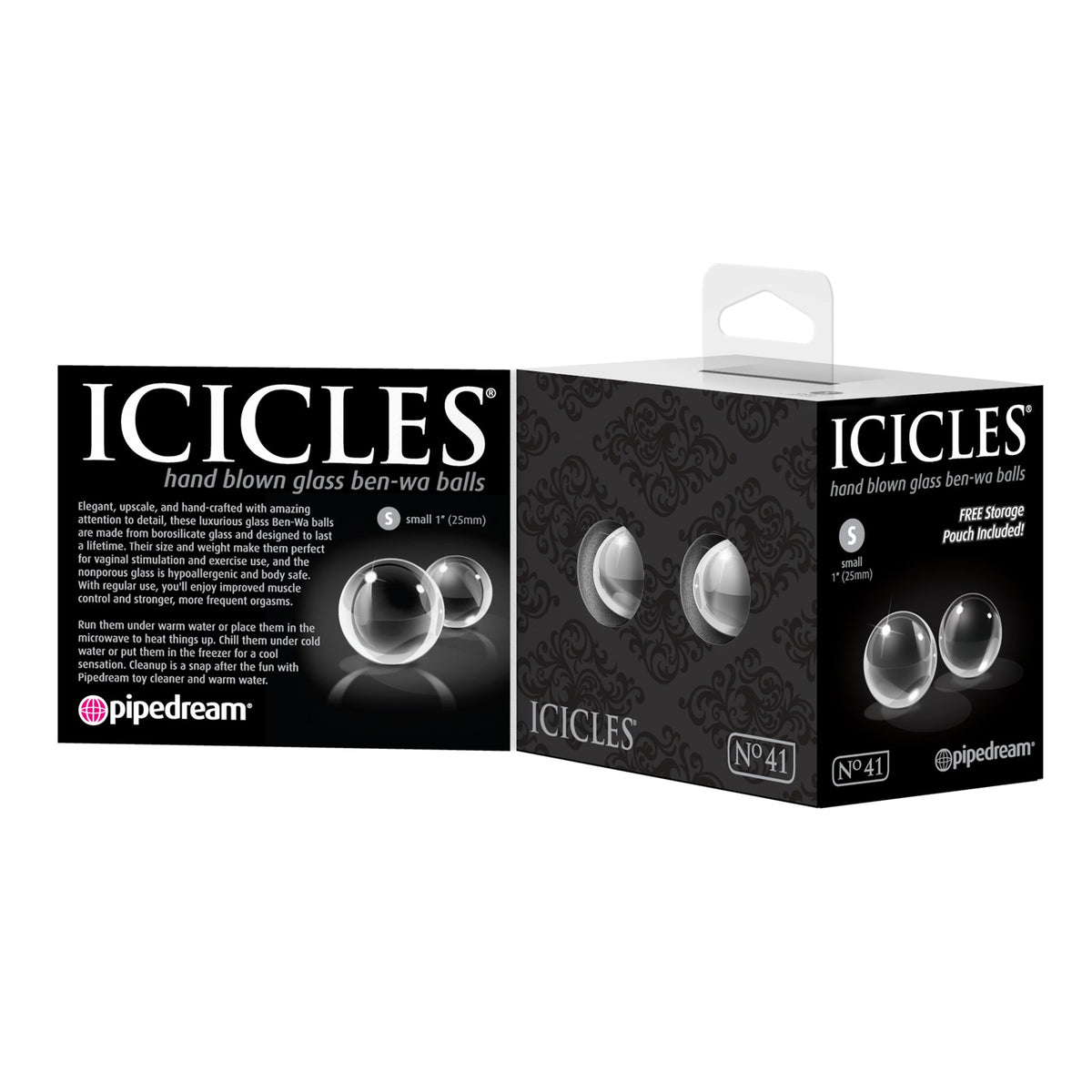 Pipedream - Icicles No. 41 Small Glass Ben Wa Balls - PD1025 / Clear - Kegel Balls (Glass)