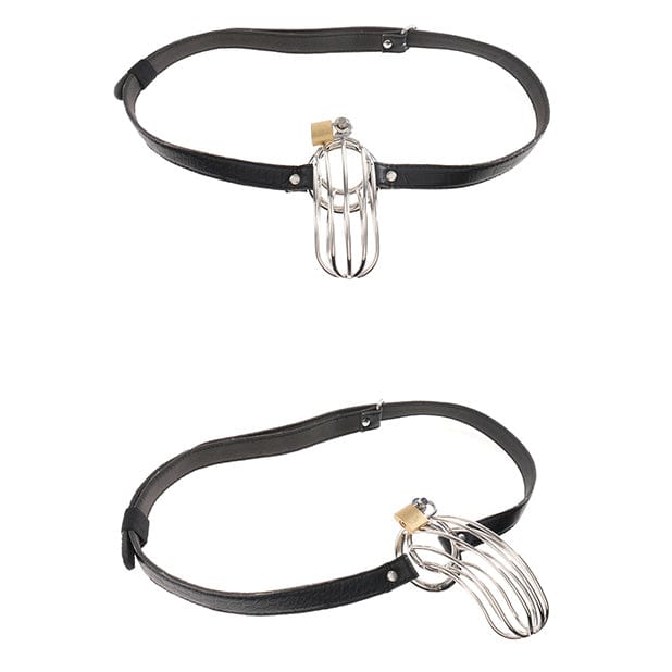 Pipedream - Fetish Fantasy Extreme The Prisoner Chastity Metal Cock Cage with Belt (Silver) Metal Cock Cage (Non Vibration) 603912325645 CherryAffairs
