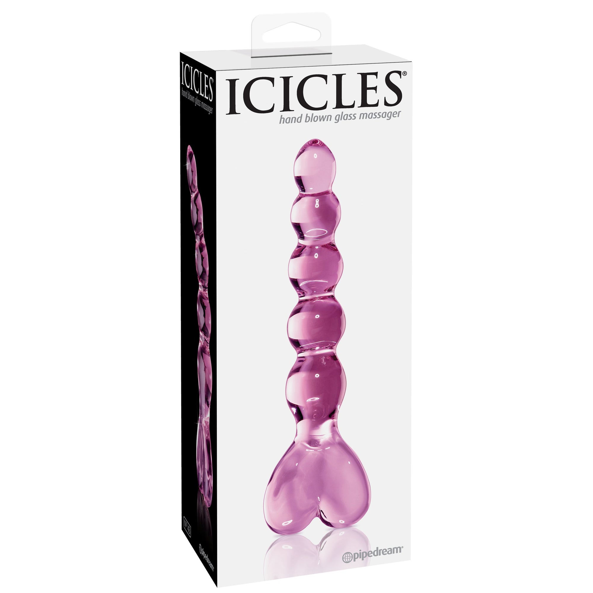 Pipedream - Icicles No 43 Hand Blown Glass Massager - Pink - Glass Dildo (Non Vibration)