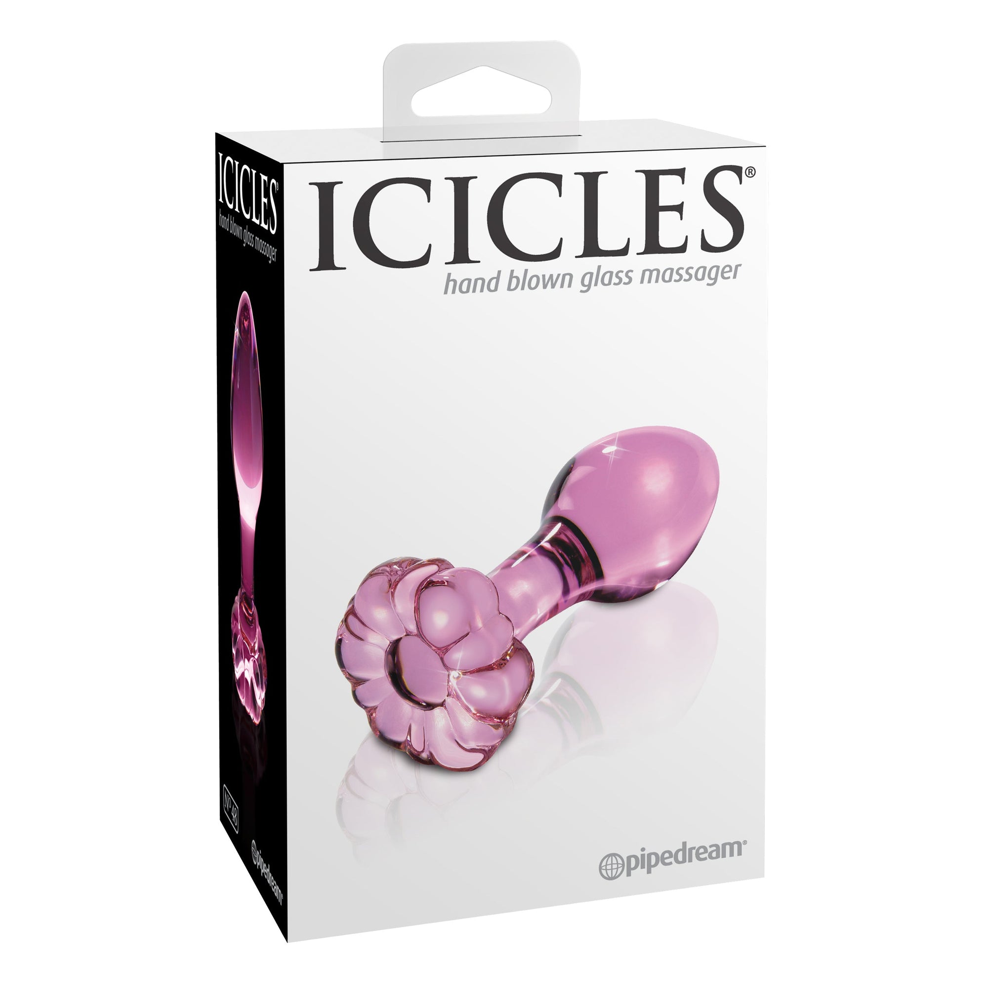 Pipedream - Icicles No. 48 Glass Anal Plug 3’’ (Pink) - Pink - Glass Anal Plug (Non Vibration)