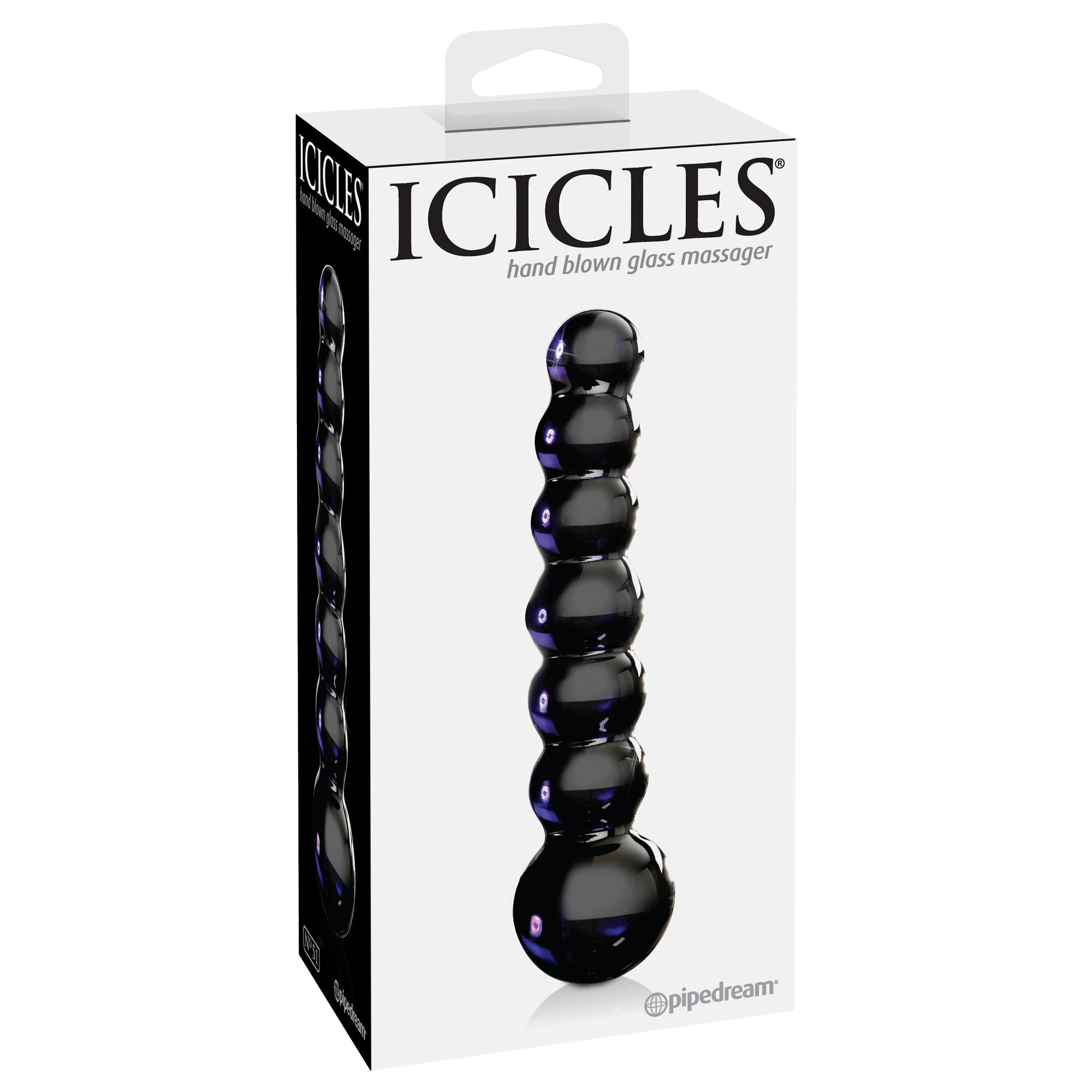 Pipedream - Icicles No 51 Hand Blown Glass Massager - Blue - Glass Dildo (Non Vibration)