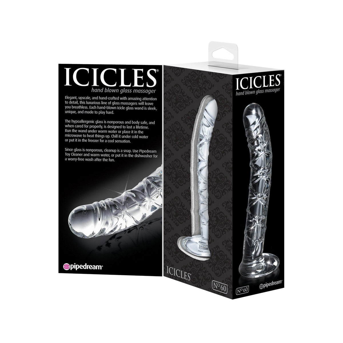 Pipedream - Icicles No. 60 (Clear) Glass Dildo (Non Vibration) - CherryAffairs Singapore