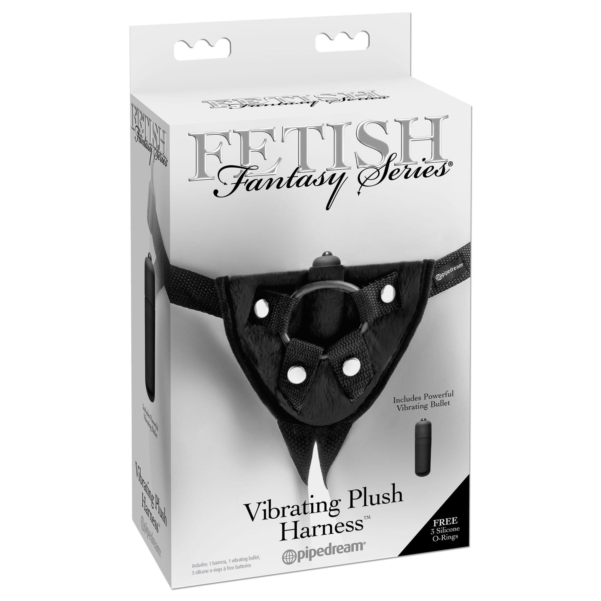 Pipedream - Fetish Fantasy Series Vibrating Plush Harness (Black) Strap On w/o Dildo 324170622 CherryAffairs