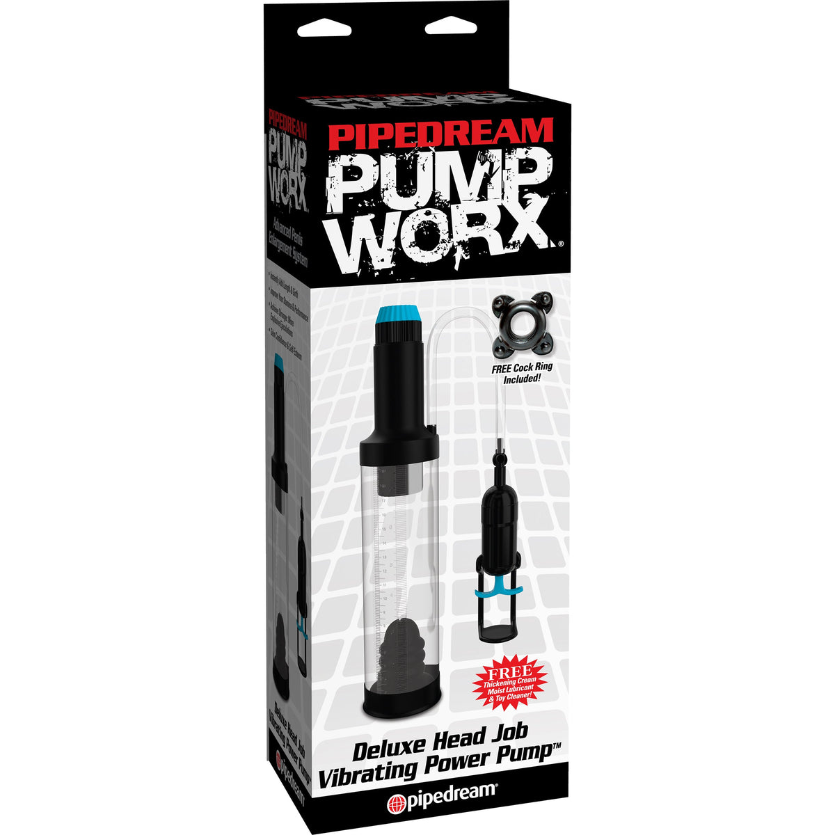 Pipedream - Pump Worx Deluxe Head Job Vibrating Power Pump - Clear - Penis Pump (Non Vibration)