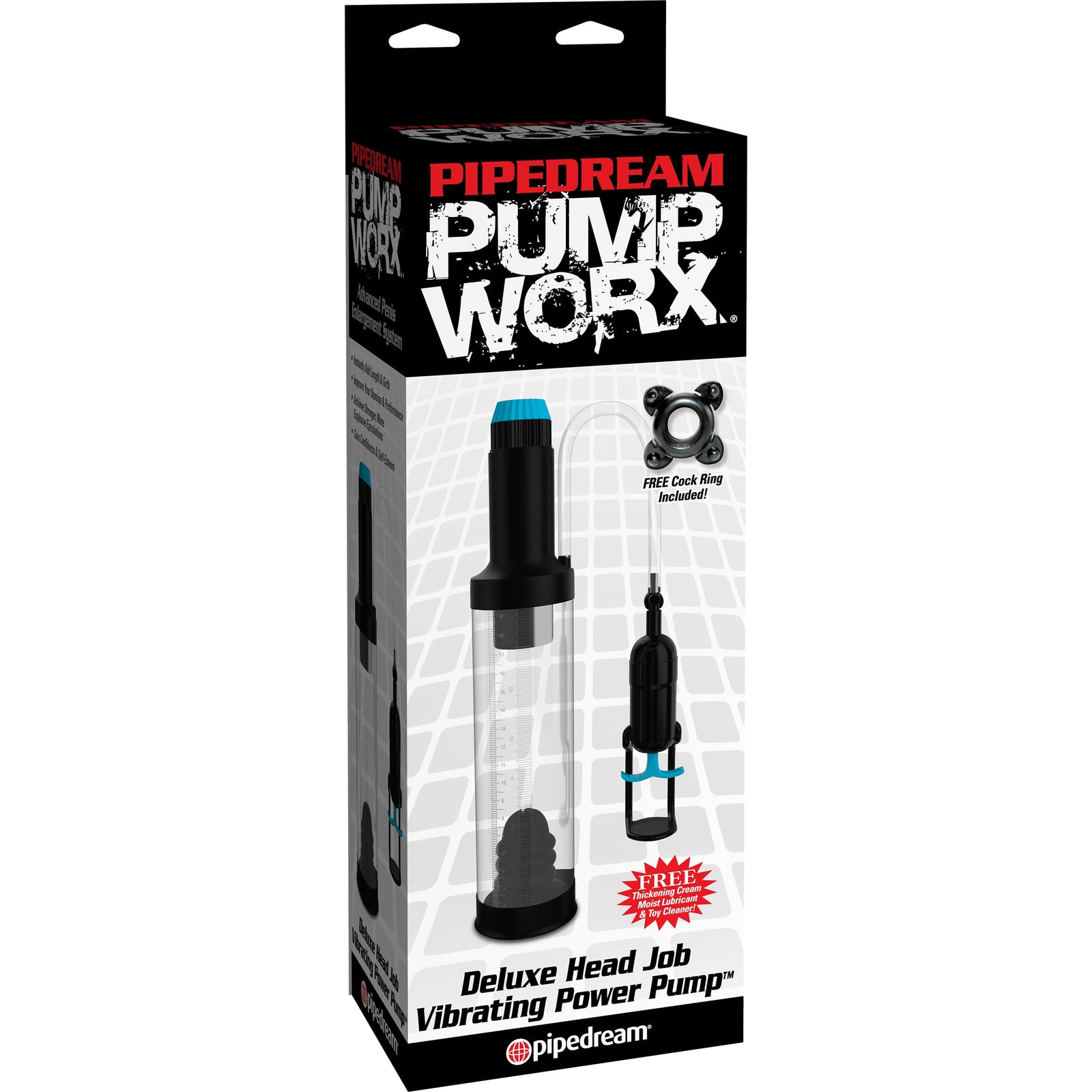 Pipedream - Pump Worx Deluxe Head Job Vibrating Power Pump - Clear - Penis Pump (Non Vibration)