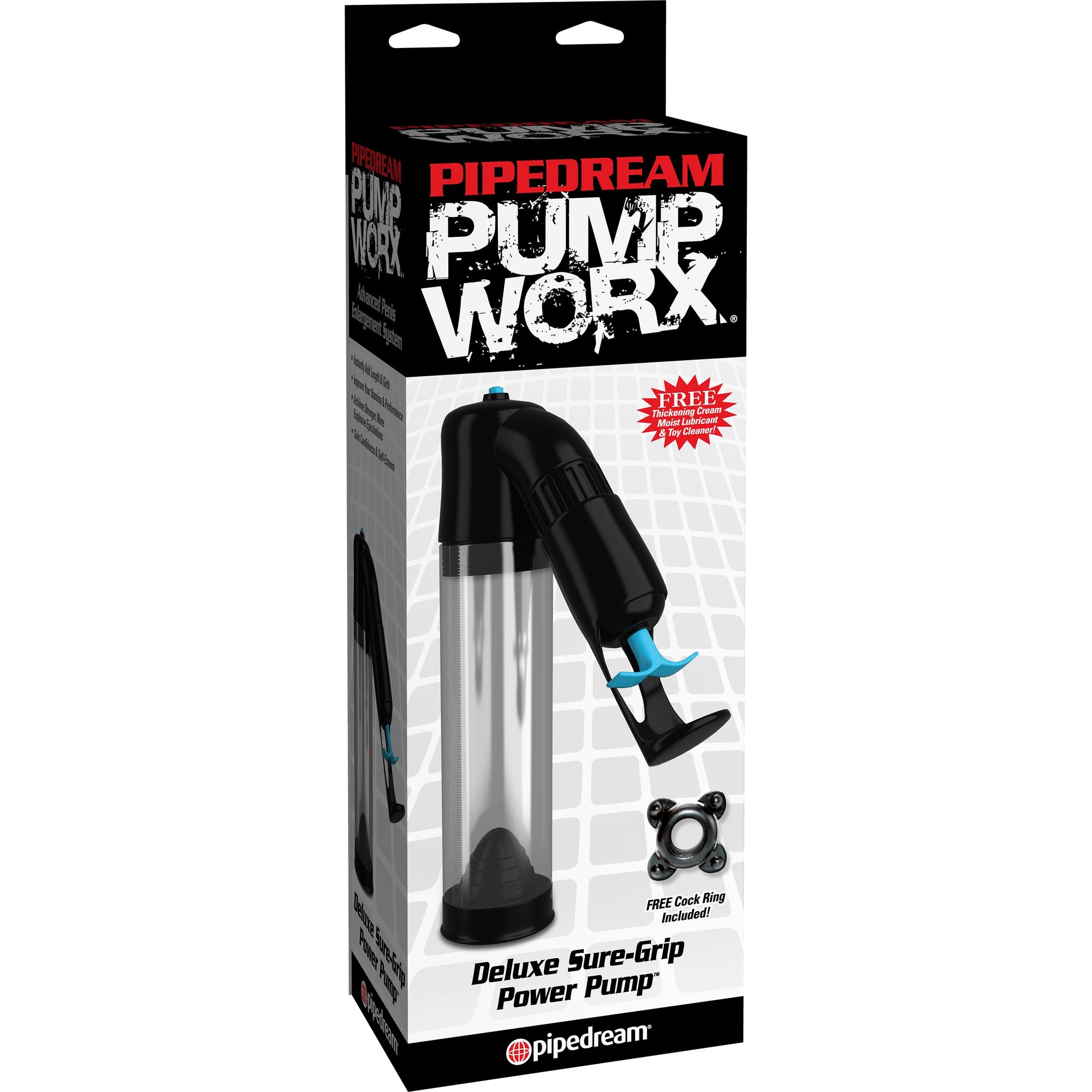 Pipedream - Pump Worx Deluxe Sure-Grip Power Pump - Black - Penis Pump (Non Vibration)