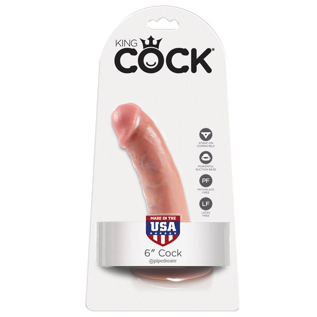 Pipedream - King Cock Dildo 6’’ (Flesh) - Beige - Realistic Dildo with suction cup (Non Vibration)