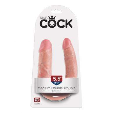 Pipedream - King Cock U Shaped Medium Double Trouble Dildo (Beige) Double Dildo (Non Vibration) 603912350098 CherryAffairs
