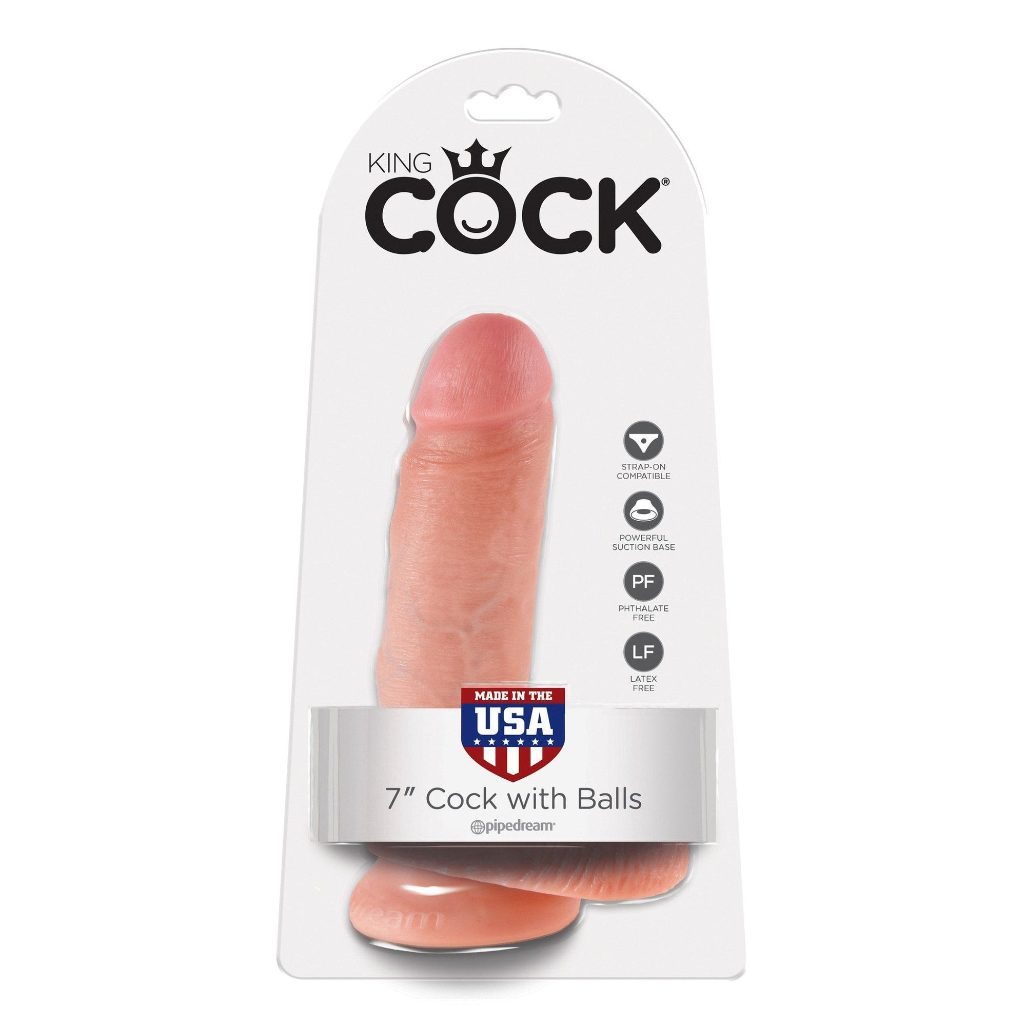 Pipedream - King Cock 7" Cock with Balls (Beige) Realistic Dildo with suction cup (Non Vibration) - CherryAffairs Singapore