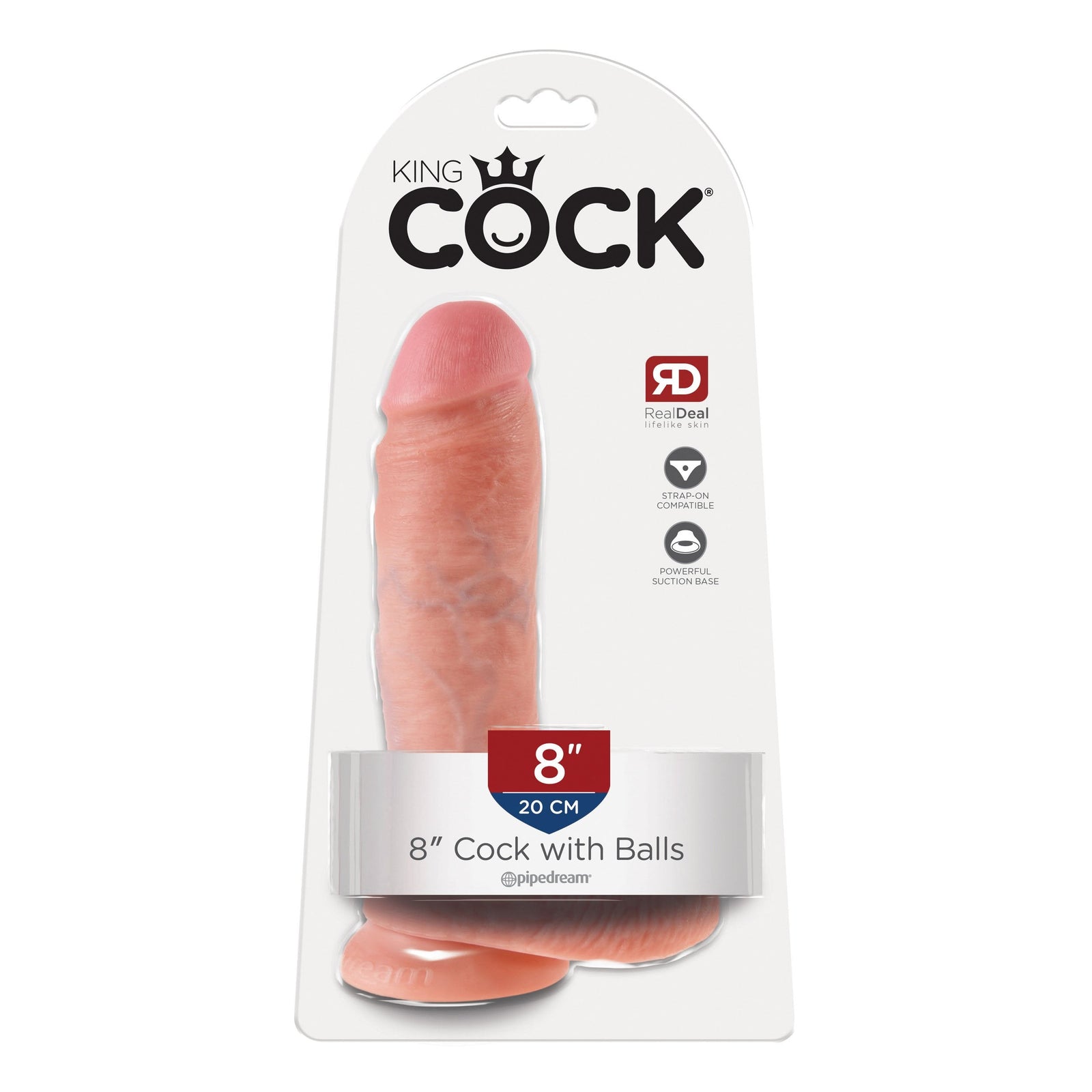 Pipedream - King Cock 8’’ Cock with Balls (Beige) - Beige - Realistic Dildo with suction cup (Non Vibration)