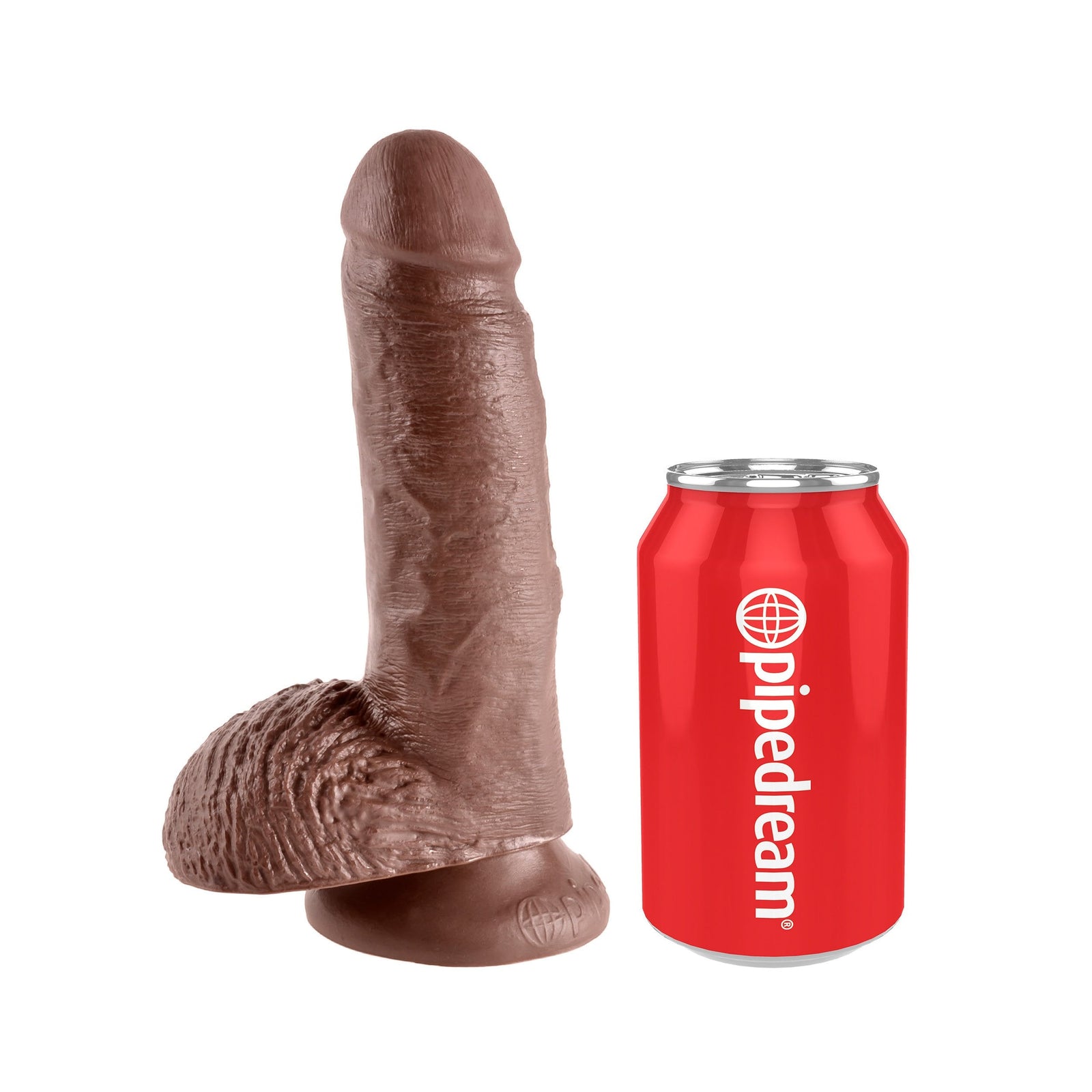 Pipedream - King Cock 7’’ Cock with Balls (Dark Brown) - Brown - Realistic Dildo with suction cup (Non Vibration)