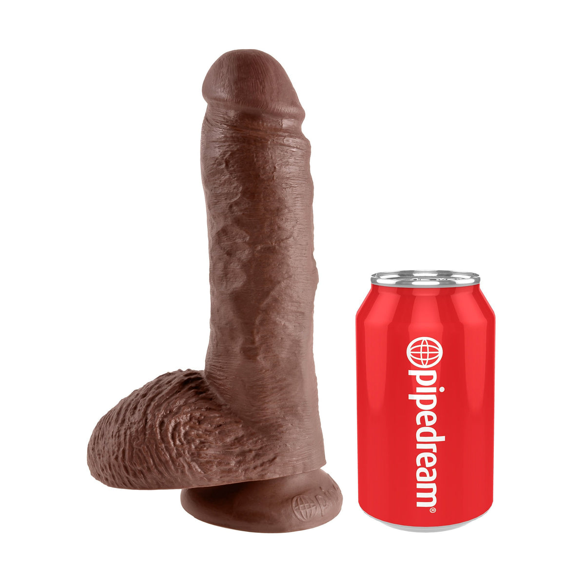 Pipedream - King Cock 8’’ Cock with Balls (Dark Brown) - Brown - Realistic Dildo with suction cup (Non Vibration)