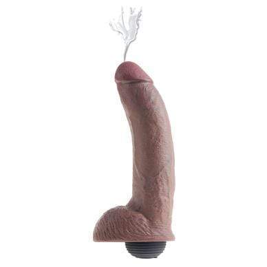 Pipedream - King Cock Squirting Cock with Balls 9" (Brown) Realistic Dildo w/o suction cup (Non Vibration) 603912355567 CherryAffairs