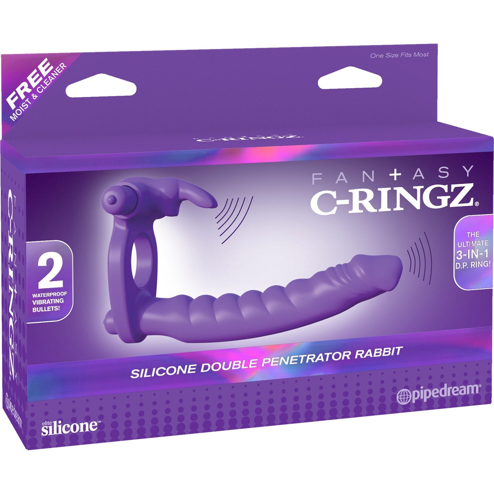 Pipedream - Fantasy C-Ringz Silicone Double Penetrator Rabbit Strap On - PleasureHobby