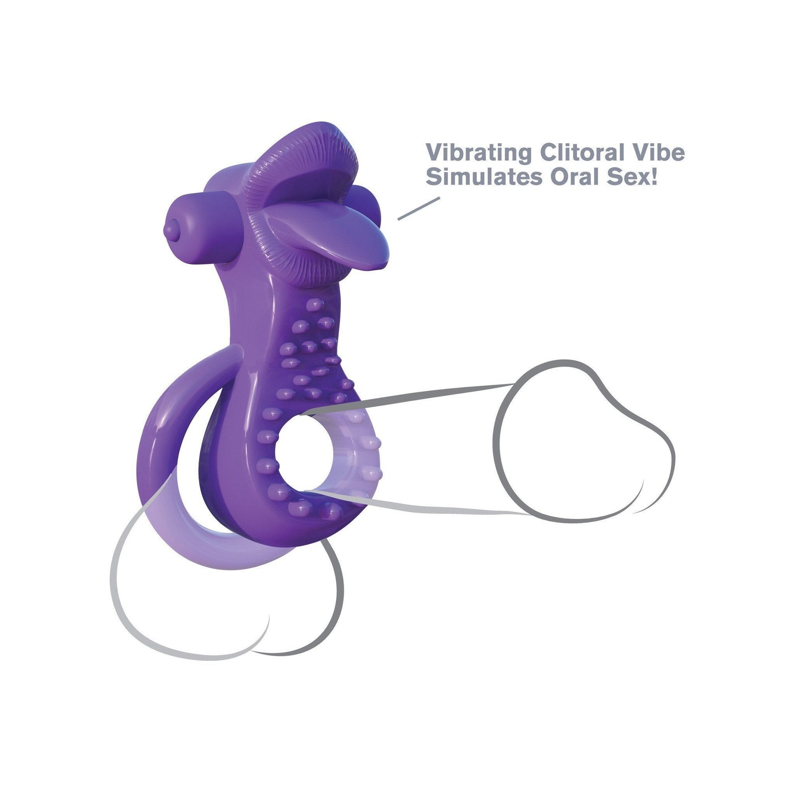 Pipedream - Fantasy C-Ringz Lovely Licks Couples Ring (Purple) Rubber Cock Ring (Vibration) Non Rechargeable - CherryAffairs Singapore