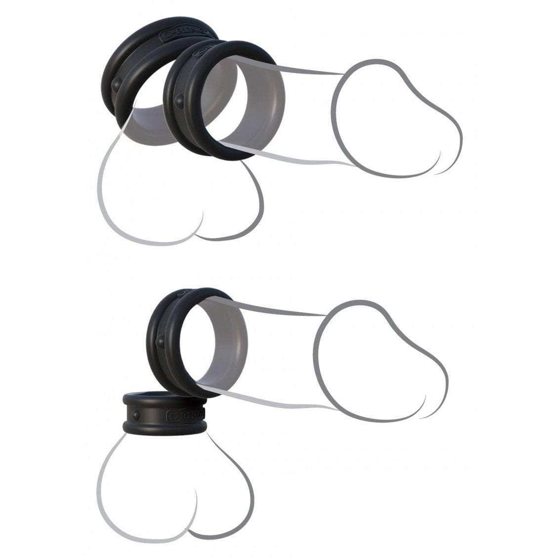 Pipedream - Fantasy C-Ringz Max Width Silicone Cock Rings (Black) Silicone Cock Ring (Non Vibration)