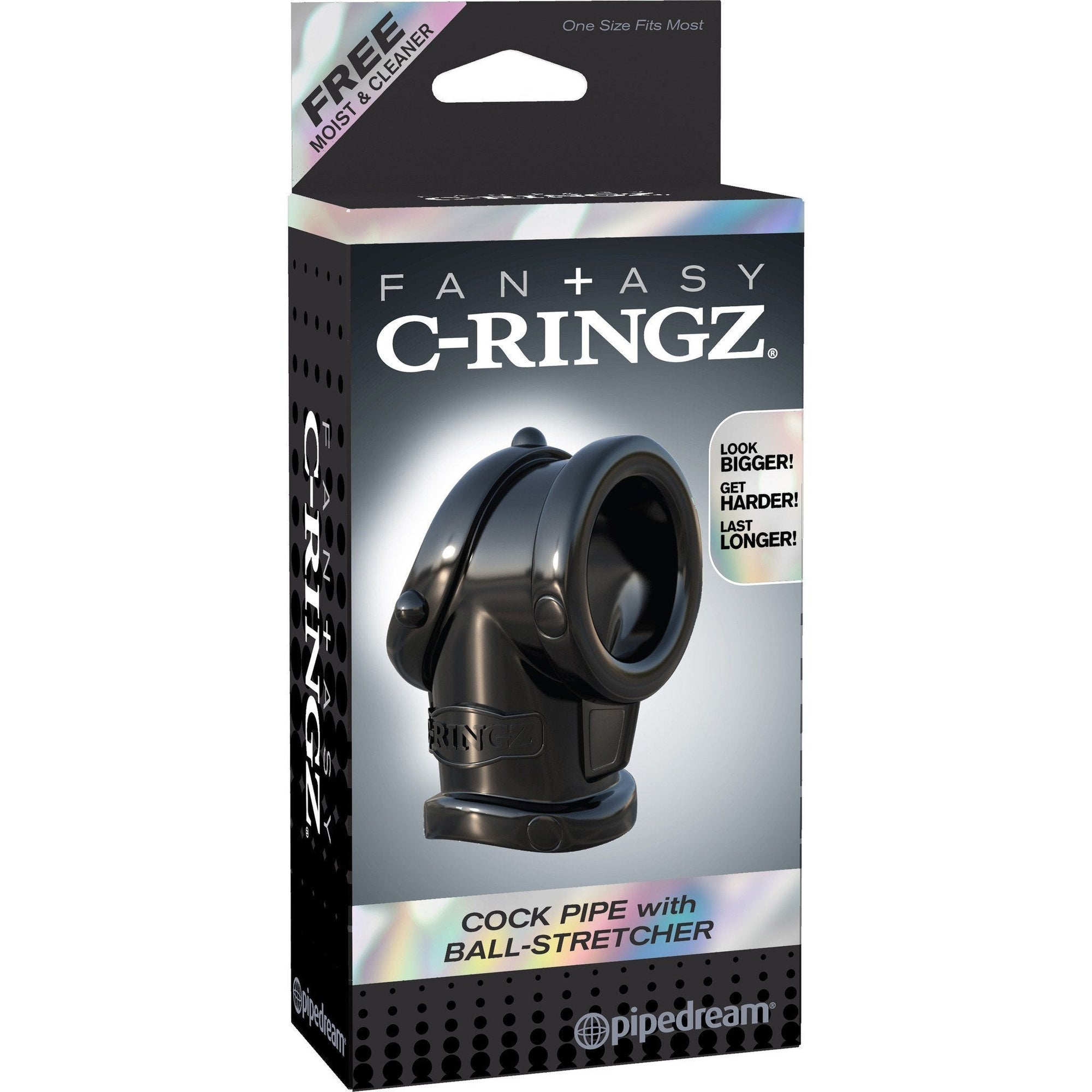 Pipedream - Fantasy C-Ringz Cock Pipe (Black) Rubber Cock Ring (Non Vibration) - CherryAffairs Singapore