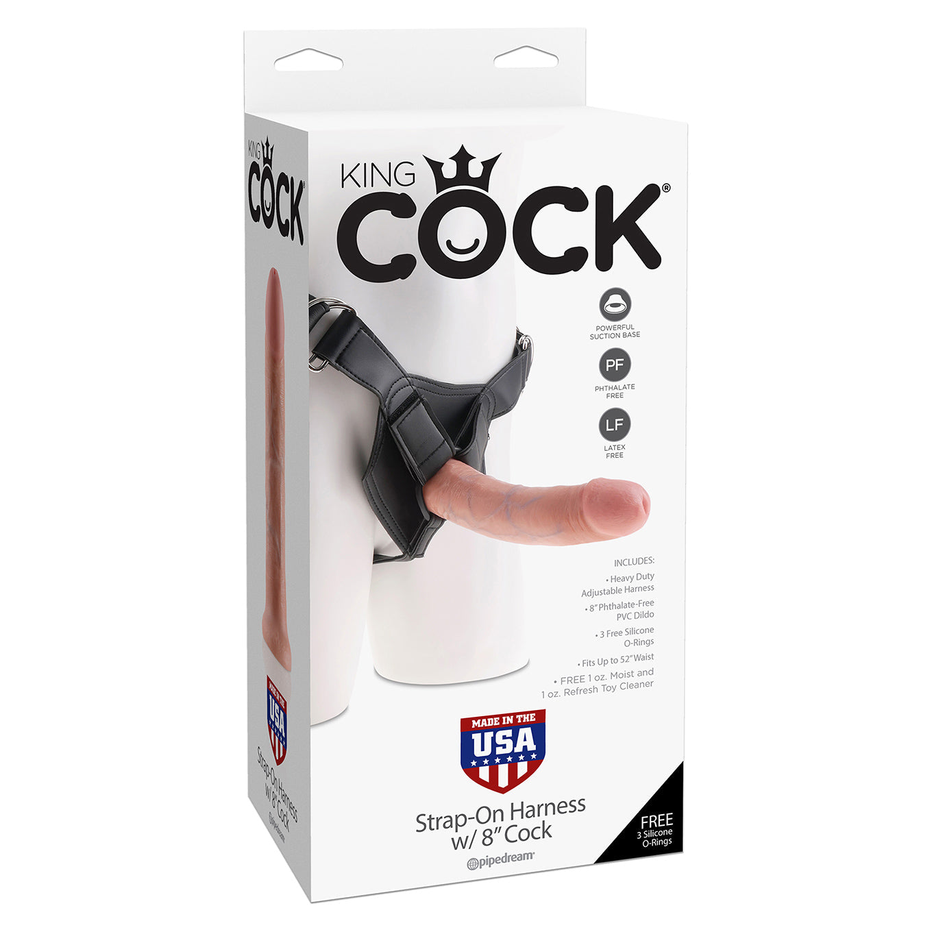 Pipedream - King Cock Strap-On Harness with 8’’ Cock (Flesh) - PD1120 / Beige - Strap On with Non hollow Dildo