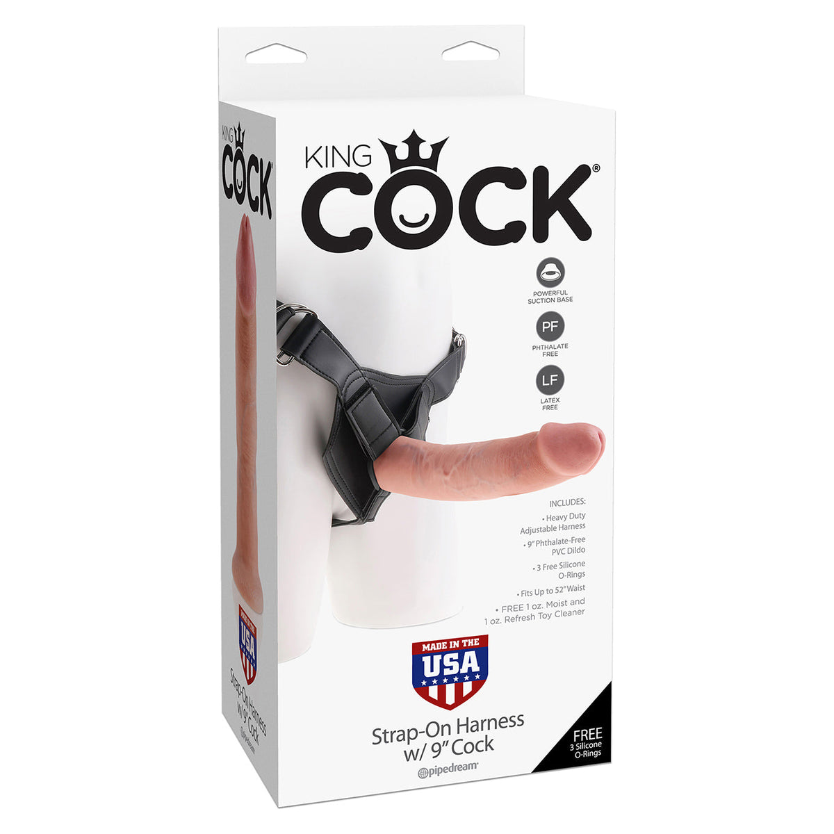 Pipedream - King Cock Strap-On Harness with 9’’ Cock (Flesh) - PD1121 / Beige - Strap On with Non hollow Dildo
