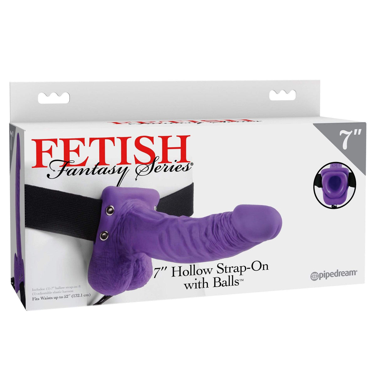 Pipedream - Fetish Fantasy Series Hollow Strap On with Balls 7" (Purple) Strap On with Hollow Dildo for Male (Non Vibration) 319757712 CherryAffairs