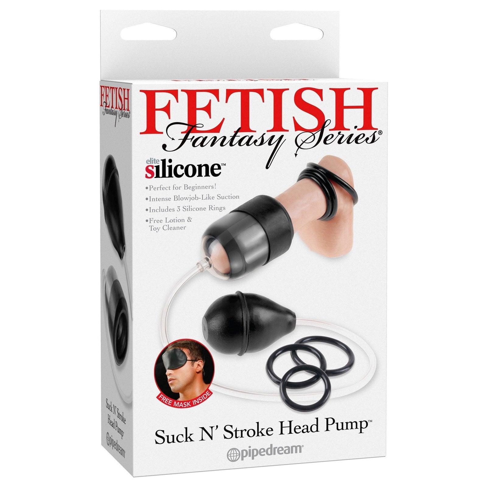 Pipedream - Fetish Fantasy Series Suck N’ Stroke Head Pump (Black) Masturbator Soft Stroker (Vibration) Non Rechargeable - CherryAffairs Singapore