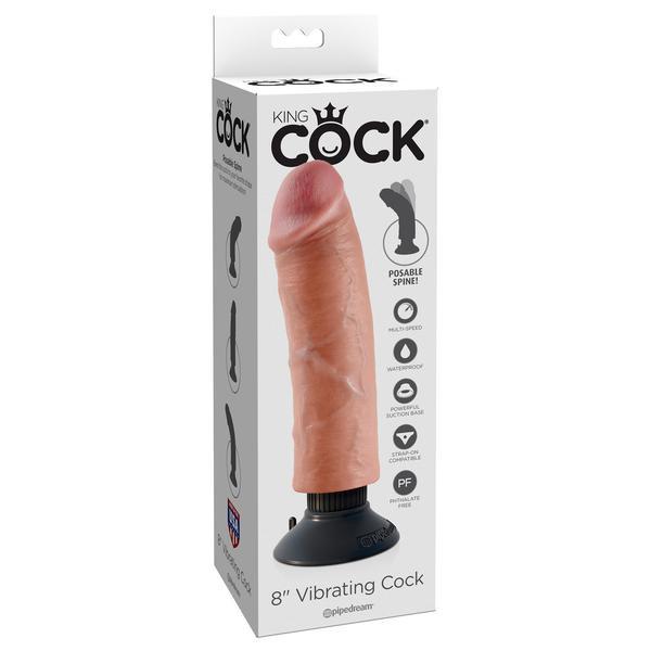 Pipedream - King Cock 8’’ Vibrating Cock (Beige) - Beige - Realistic Dildo with suction cup (Vibration) Non Rechargeable
