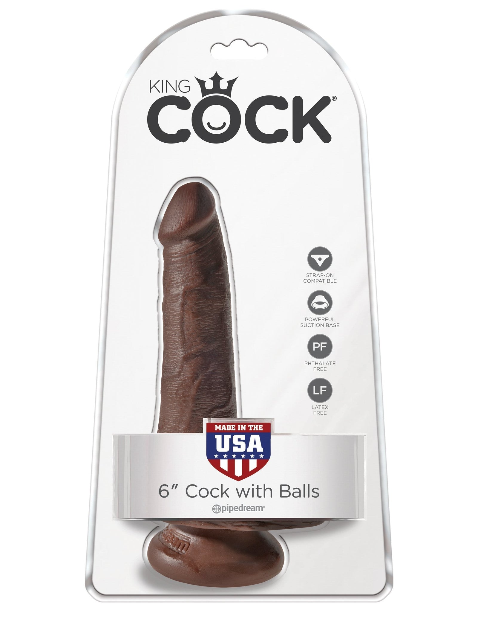 Pipedream - King Cock 6" Cock with Balls (Dark Brown) Realistic Dildo with suction cup (Non Vibration) Singapore