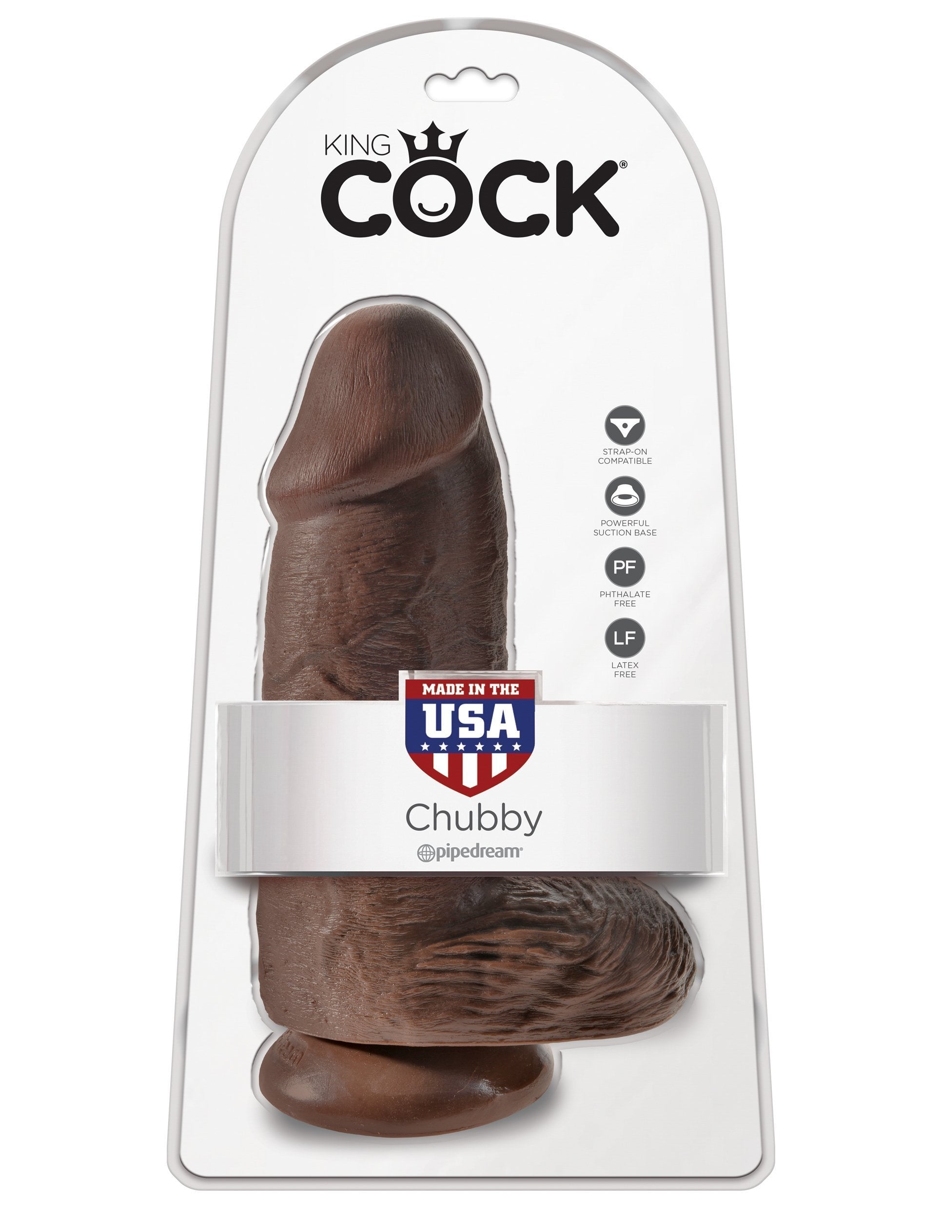 Pipedream - King Cock Chubby Cock with Balls (Dark Brown) Realistic Dildo with suction cup (Non Vibration) Singapore