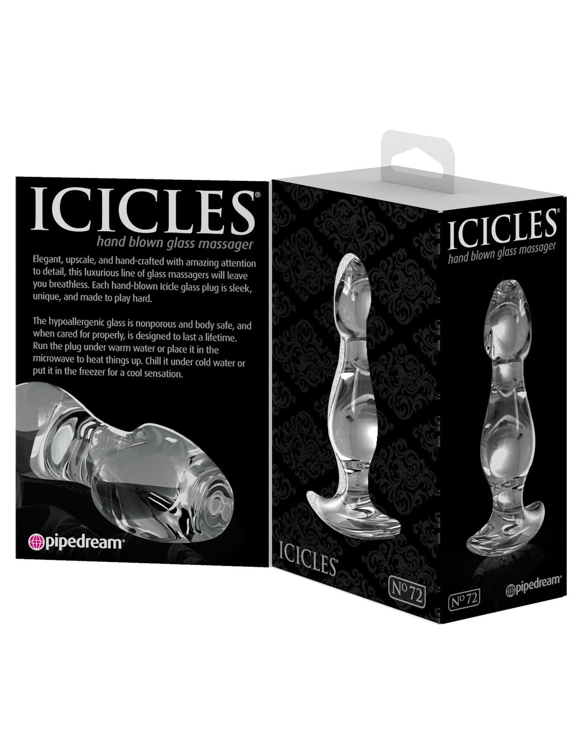 Pipedream - Icicles No 72 Hand Blown Massager (Clear) Glass Anal Plug (Non Vibration) Singapore
