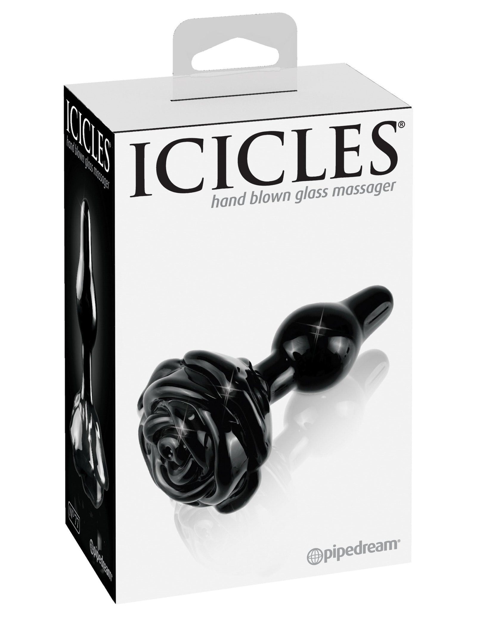 Pipedream - Icicles No 77 Hand Blown Massager (Black) Glass Anal Plug (Non Vibration) Singapore